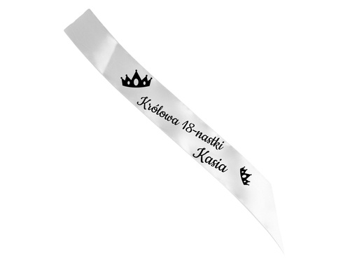 Szarfa personalizowana z imieniem na 18 urodziny - 140 cm - 1 szt.