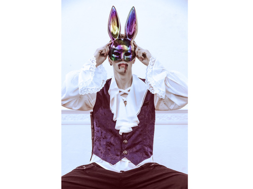 Maska Uszy Królika - czarna - 16.5x34cm - 1 szt.