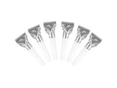 Gwizdki trąbki rozwijane srebrne - 6 szt.