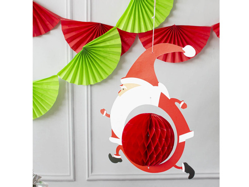 Dekoracja wisząca Święty Mikołaj z rozetką - 35 cm - 1 szt.