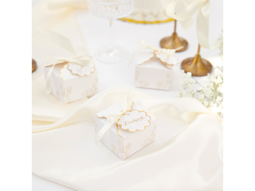 Ozdobne pudełko na ciasto "Dziękujemy" - 7 x 7 cm - 10 szt.