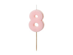 Świeczka cyferka osiem jasnoróżowa - 8 - 1 szt.
