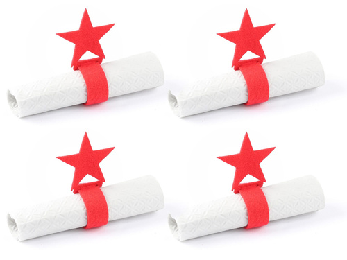 Serwetnik ze wzorem świątecznym - Gwiazda - 21 cm - 4 szt.