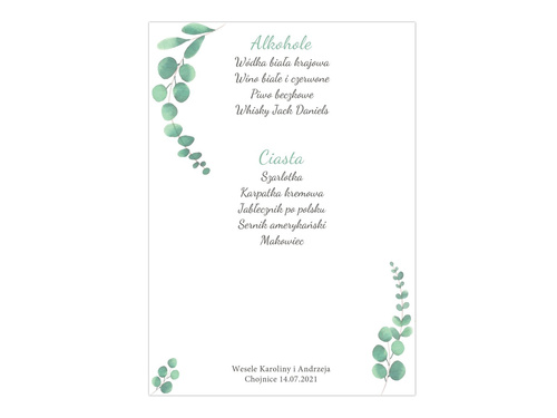 Weselne menu z eukaliptusem - 4 szt.