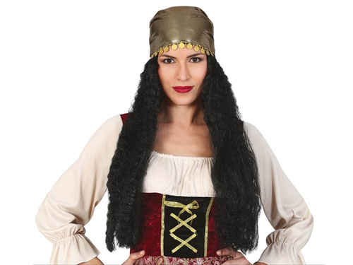 Peruka z chustą Cyganka - 1 szt.