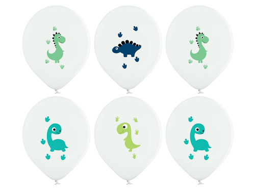 Balony nadrukiem Wesołe Dinozaury - 37 cm - 50 szt.