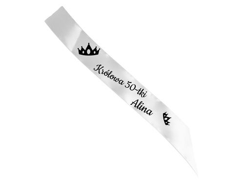 Szarfa personalizowana z imieniem na 50 urodziny - 140 cm - 1 szt.