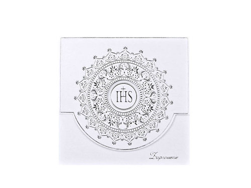 Zaproszenia na komunię - srebrne - 10 szt.