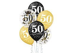Balony lateksowe z nadrukiem na pięćdziesiątkę - 30 cm - 6 szt.