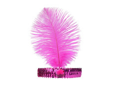 Opaska z piórem Retro różowa - 1 szt.