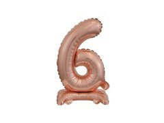 Balon foliowy stojący cyfra 6 różowe złoto - 38 cm - 1szt.