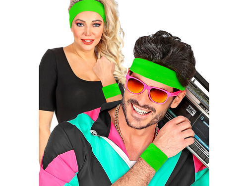 Opaski neonowe zielone Disco lata 80-te - 2 szt.
