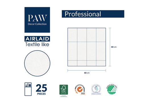 Kieszonki na sztućce Airlaid białe - 40 cm - 25 szt.