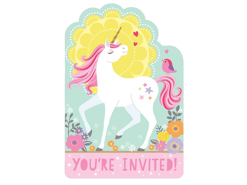 Zaproszenia urodzinowe Jednorożec - 8 szt.