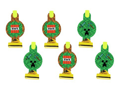 Gwizdki trąbki rozwijane Piksele - 6 szt