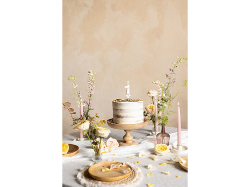 Świeczka cyferka jeden z płatkami kwiatów - 1 - 1 szt.