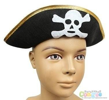 Czapka pirata ze złotym obszyciem - 1 szt.