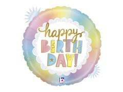 Balon foliowy Happy Birthday opalizujący - 46 cm - 1 szt.