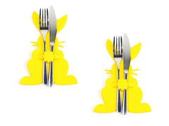 Etui na sztućce z miękkiego filcu - Zajączek Wielkanocny - 2 szt.