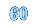 Świeczki cyferki błękitne - 60 - sześćdziesiątka - 2 szt.