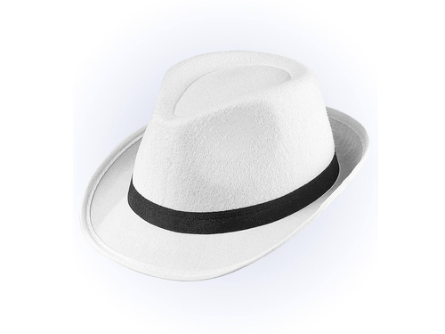 Kapelusz Gangstera biały z czarną lamówką - 1 szt.