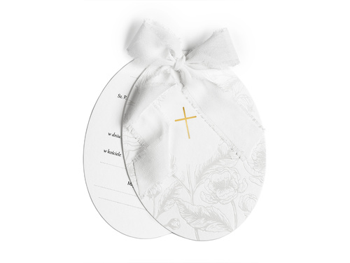 Zaproszenie na komunię z białym ornamentem - 10 szt.