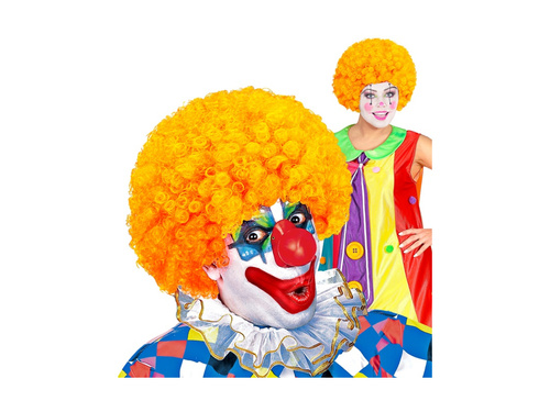 Kręcona peruka klauna pomarańczowa włosy afro