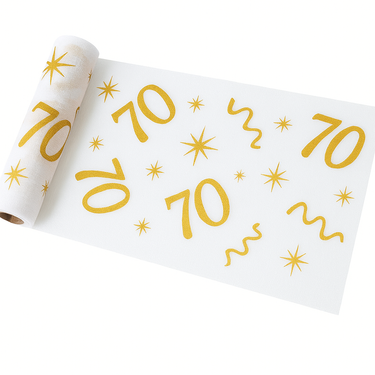 Dekoracja bieżnik na stół z nadrukiem na 70 urodziny - 28 cm x 5 m - 1 szt.