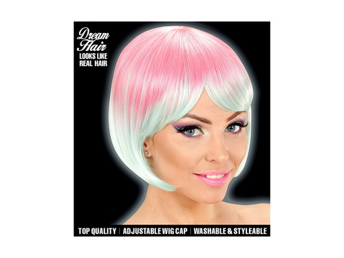 Różowo-turkusowa peruka Fashion melanż