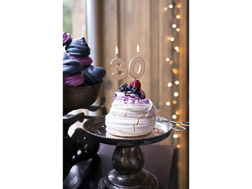 Świeczka cyferka zero różowe złoto - 0 - 1 szt.