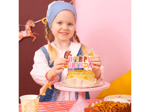 Topper Happy Birthday Koniki - 14 cm - 1 szt.