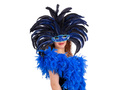 Maska karnawałowa niebieska z piórami