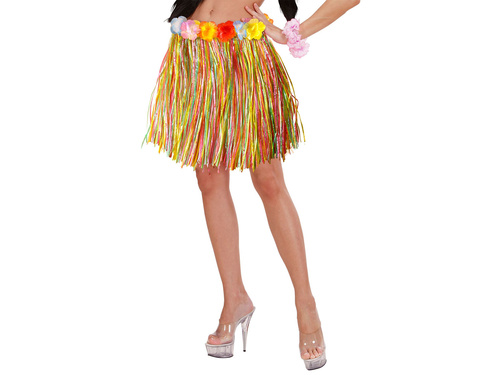 Spódniczka hawajska krótka wielokolorowa - 45 cm - 1 szt.