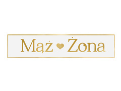 Tablica rejestracyjna tekturowa biała Mąż & Żona - 59 x 11,5 cm - 1 szt.