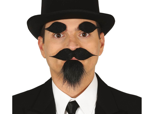 Czarny zarost z brwiami - 1 szt.