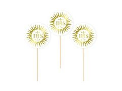 Pikery na tort IHS na I Komunię Świętą - 6 szt.