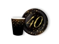 Zestaw kubeczki i talerzyki papierowe na 40ste urodziny Sparkling - 24 szt