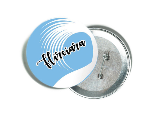 Przypinka z napisem Flirciara na Wieczór Panieński