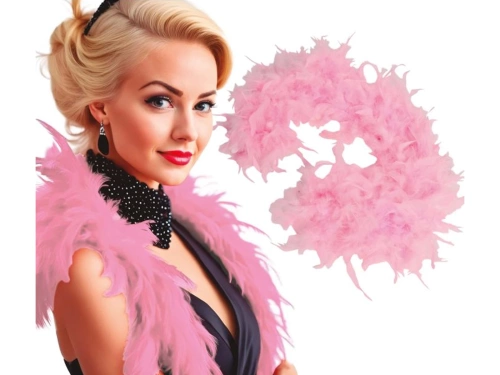 Boa z piór - różowe - 180 cm