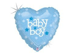 Balon foliowy Serce Baby Boy niebieski - 46 cm - 1 szt.