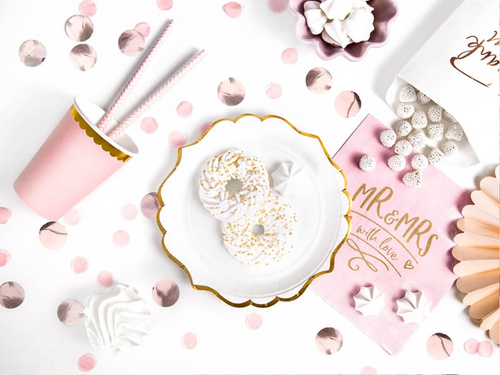 Talerzyki papierowe białe ze złotymi brzegami - 18 cm - 6 szt.