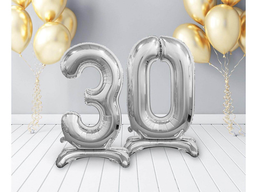Zestaw balonów foliowych 30 srebrna - 74 cm
