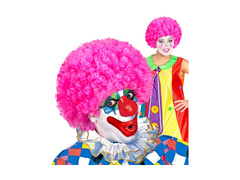 Kręcona peruka klauna różowa włosy afro