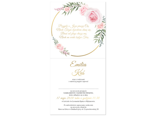 Zaproszenia personalizowane na I Komunię Świętą - 6 szt.