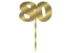 Topper z lustrzanej pleksi złoty na tort 80 - 12 cm