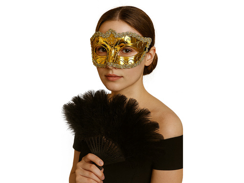 Maska karnawałowa wenecka złota - 1 szt.