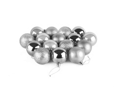 Bombki choinkowe srebrne - 4 cm - 16 szt.