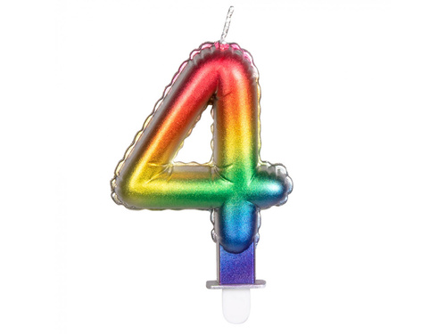 Świeczka cyferka kolorowa - 4 - cztery
