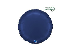 Balon foliowy okrągły satynowy niebieski - 14" - 1 szt.