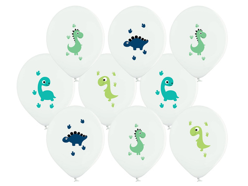 Balony nadrukiem Wesołe Dinozaury - 37 cm - 50 szt.